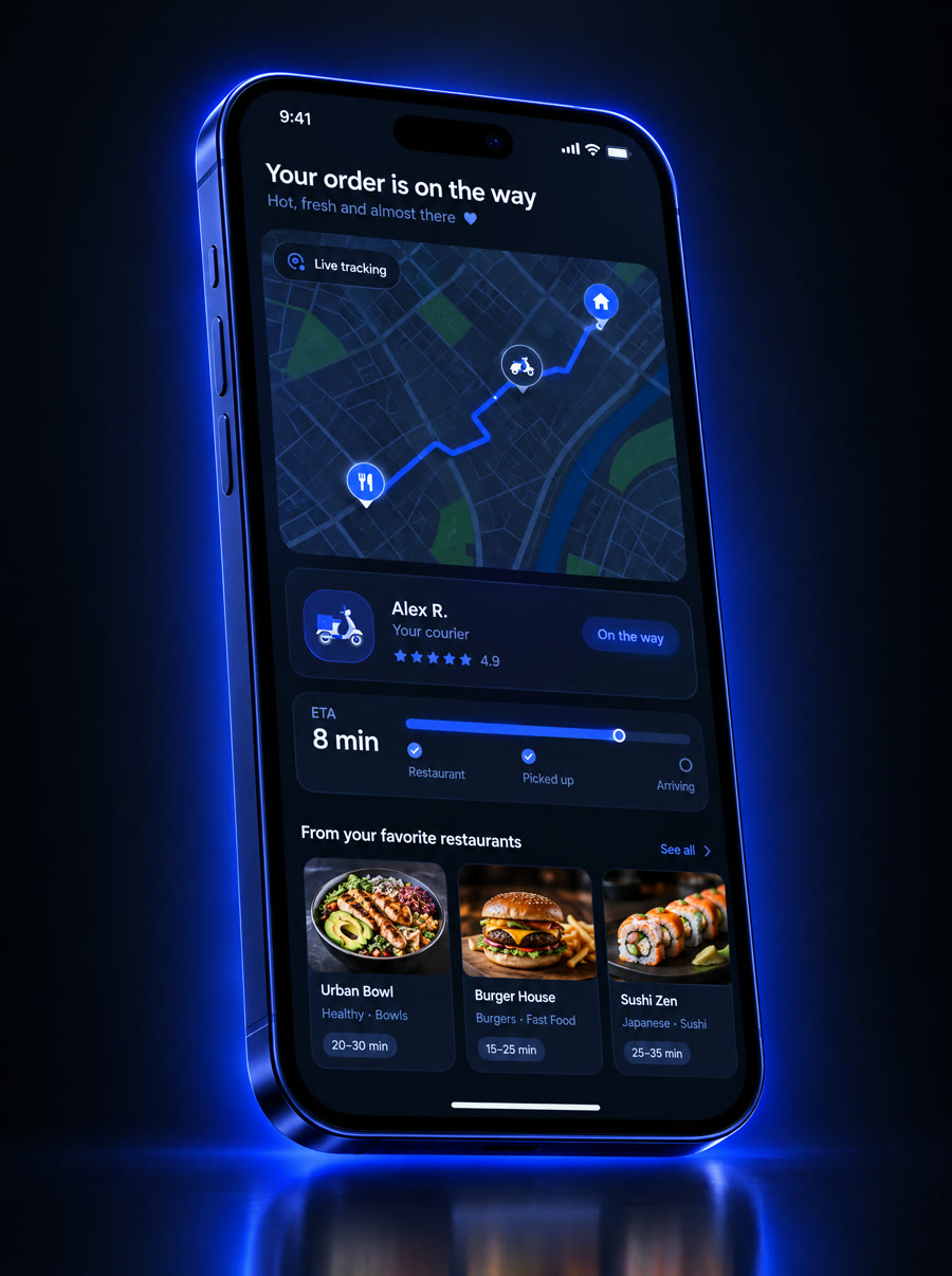 Food delivery app with live order tracking